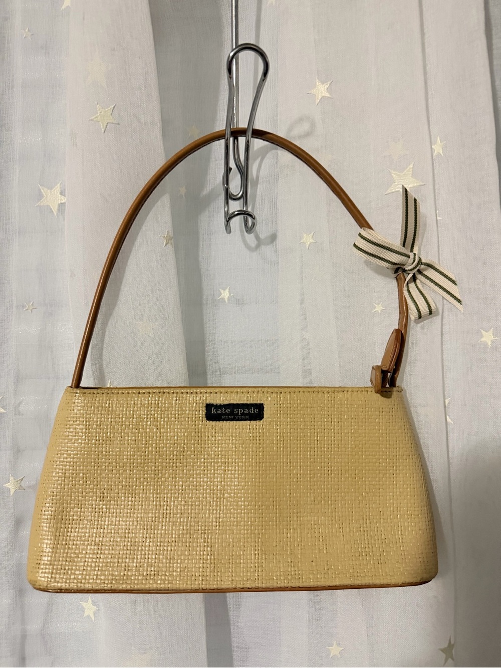 kate spade Straw Shoulder Bag with Tan Leather Strap